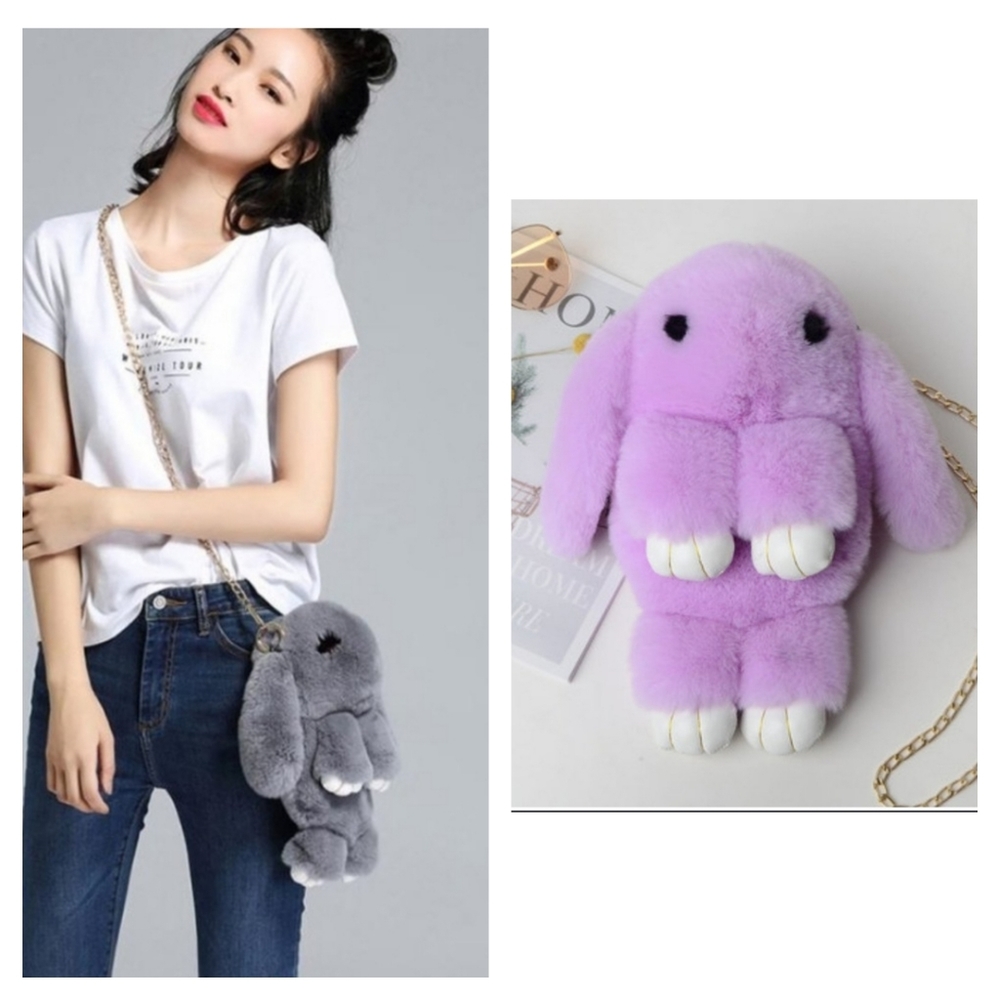 Kawaii Cute Purple Plush Bunny Rabbit Crossbody Bag/Backpack